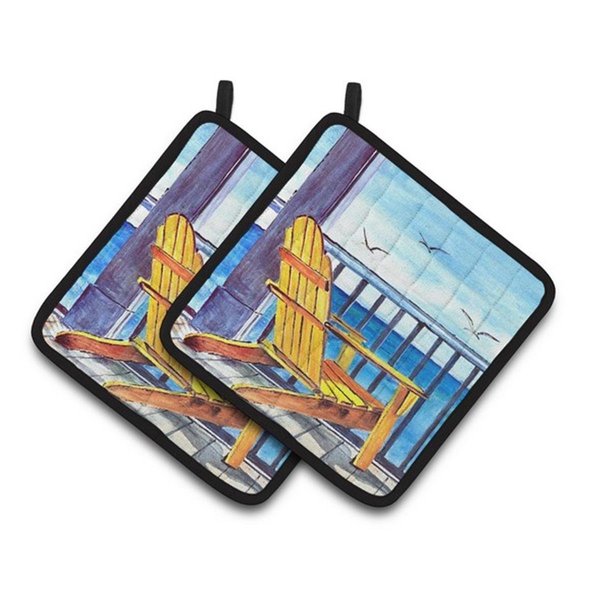 Carolines Treasures Yellow Adirondack Chair Pair of Pot Holders, 7.5 x 3 x 7.5 in. 8085-1PTHD